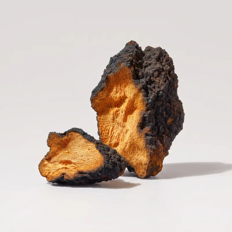 Chaga mushroom, studio close-up