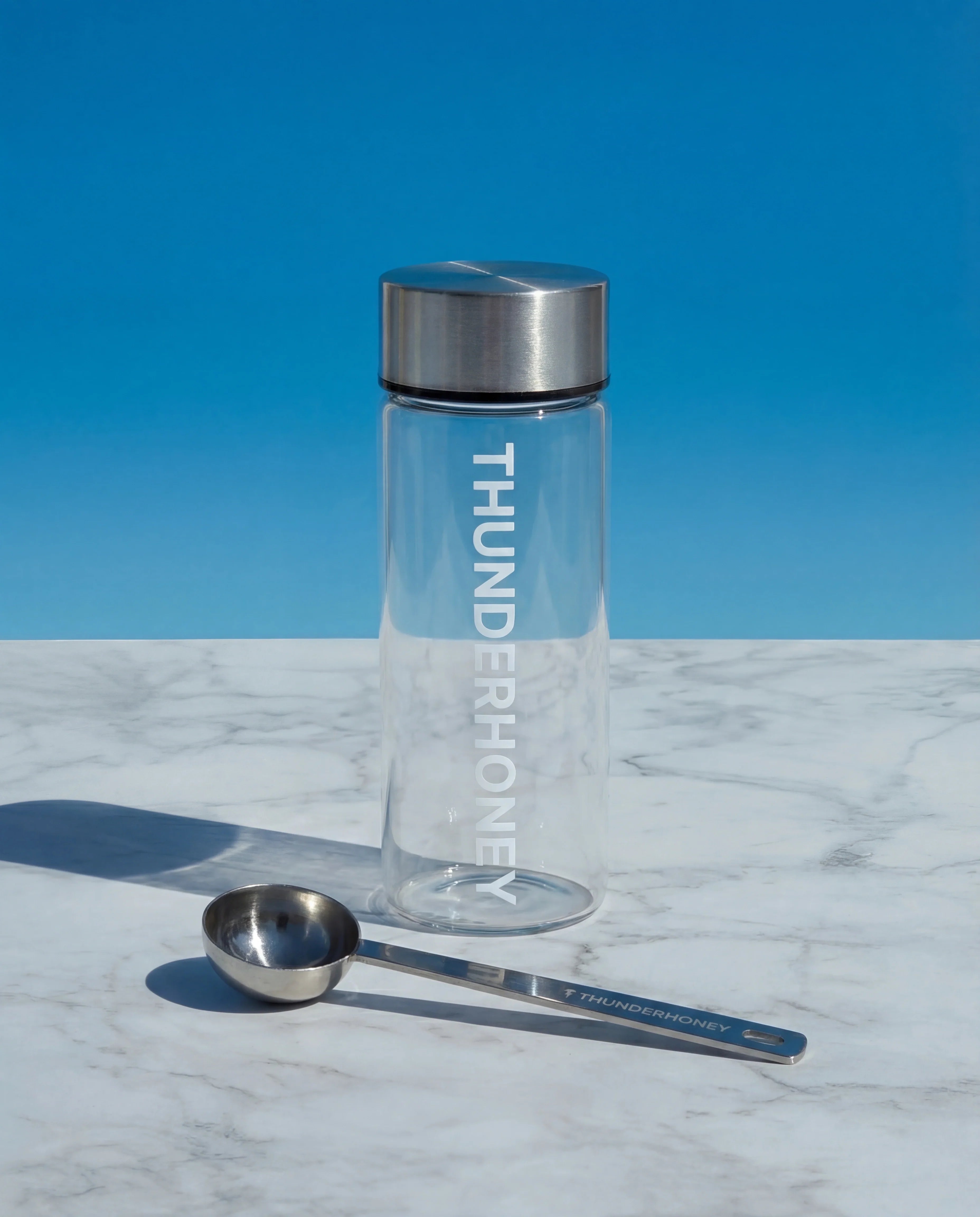 Extra Glass Bottle + Metal Scooper