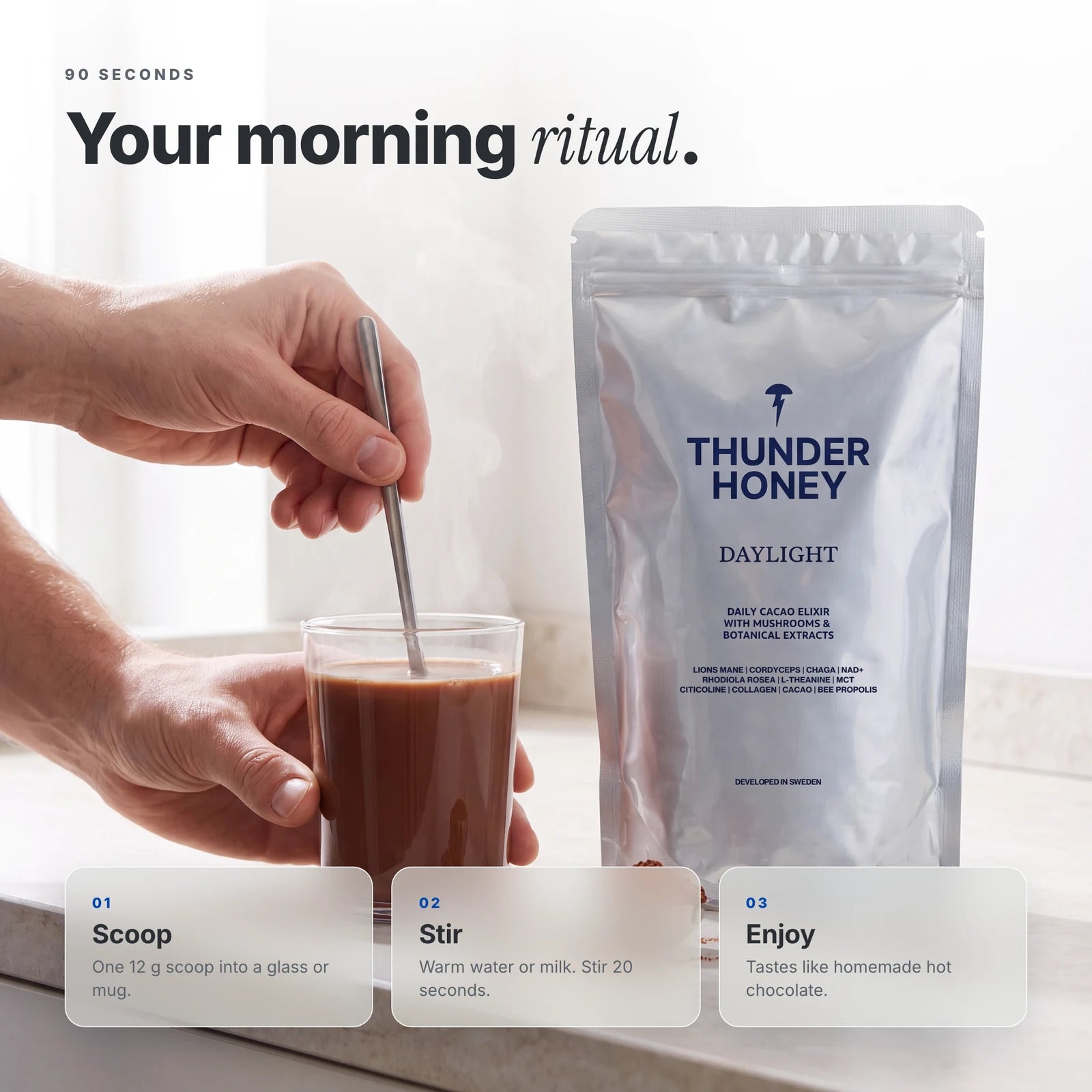 Your morning ritual: scoop, stir, enjoy